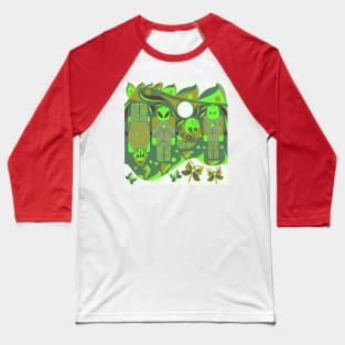 green alien brick soccer team ecopop Baseball T-Shirt